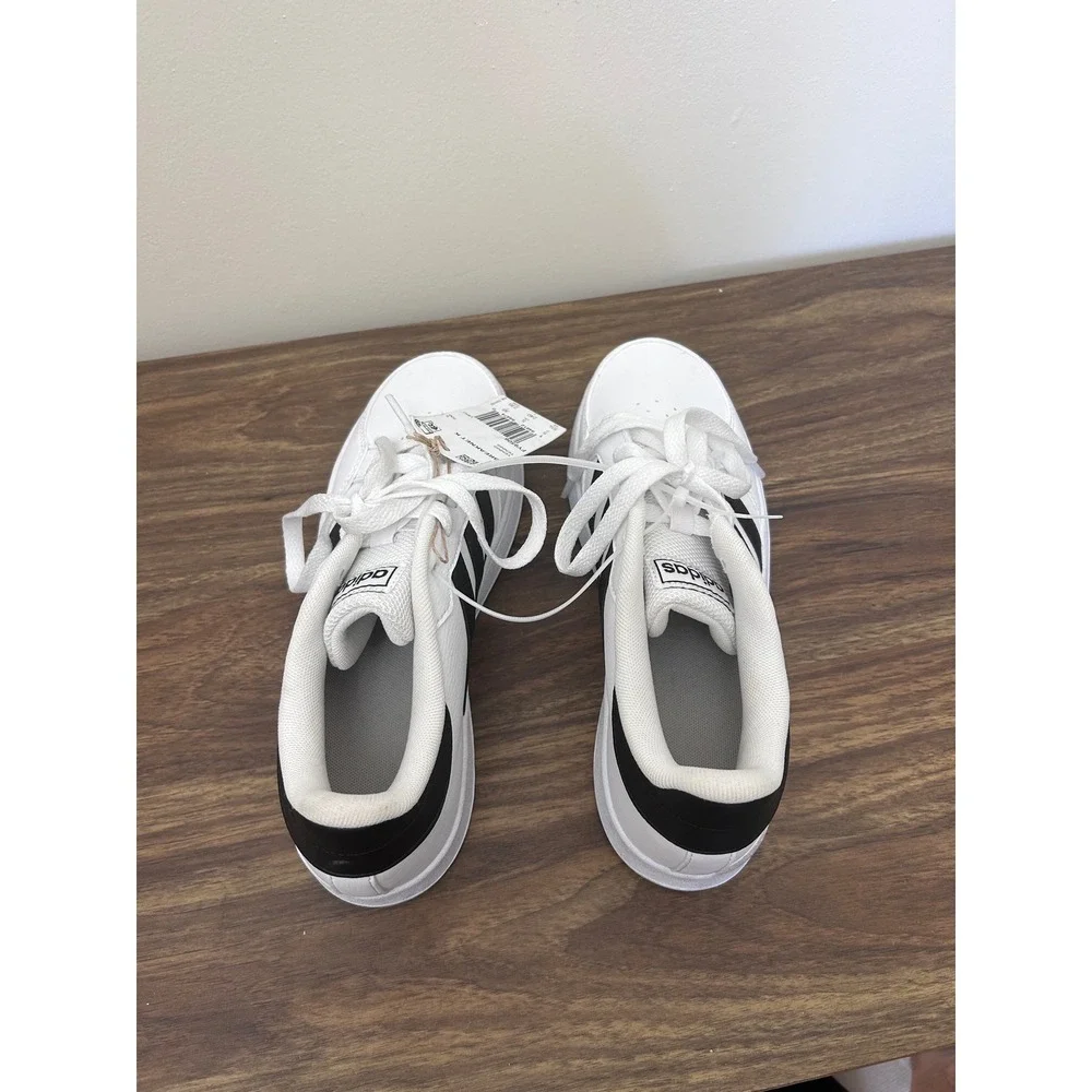 Adidas Breaknet White Black Tennis Sneakers‎ FY9506 Kids 5.5 Women 7 NEW